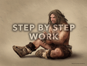 Hombre neandertal tallando silex, Neanderthal man carving silex